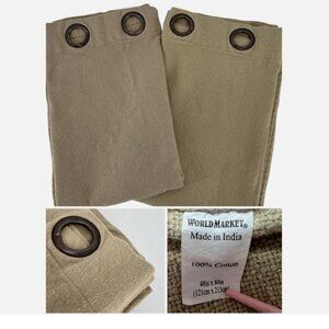 World Market | 48x84 | Cotton Boho Neutral Textured Curtain Panels | Set of 2